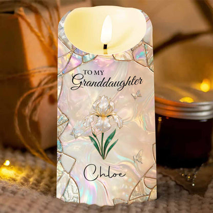 To My Granddaughter You Leave A Little Sparkle Flower Butterfly - Personalized Custom LED Candle - GDT650_LECA