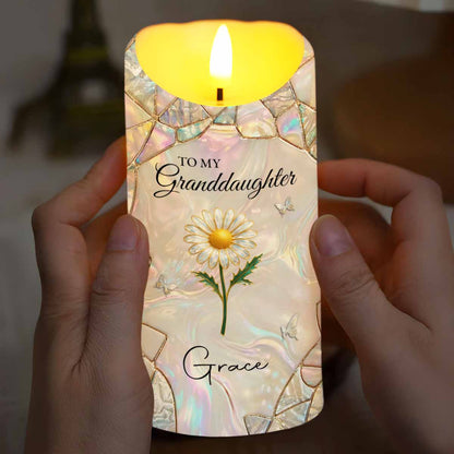 To My Granddaughter You Leave A Little Sparkle Flower Butterfly - Personalized Custom LED Candle - GDT650_LECA