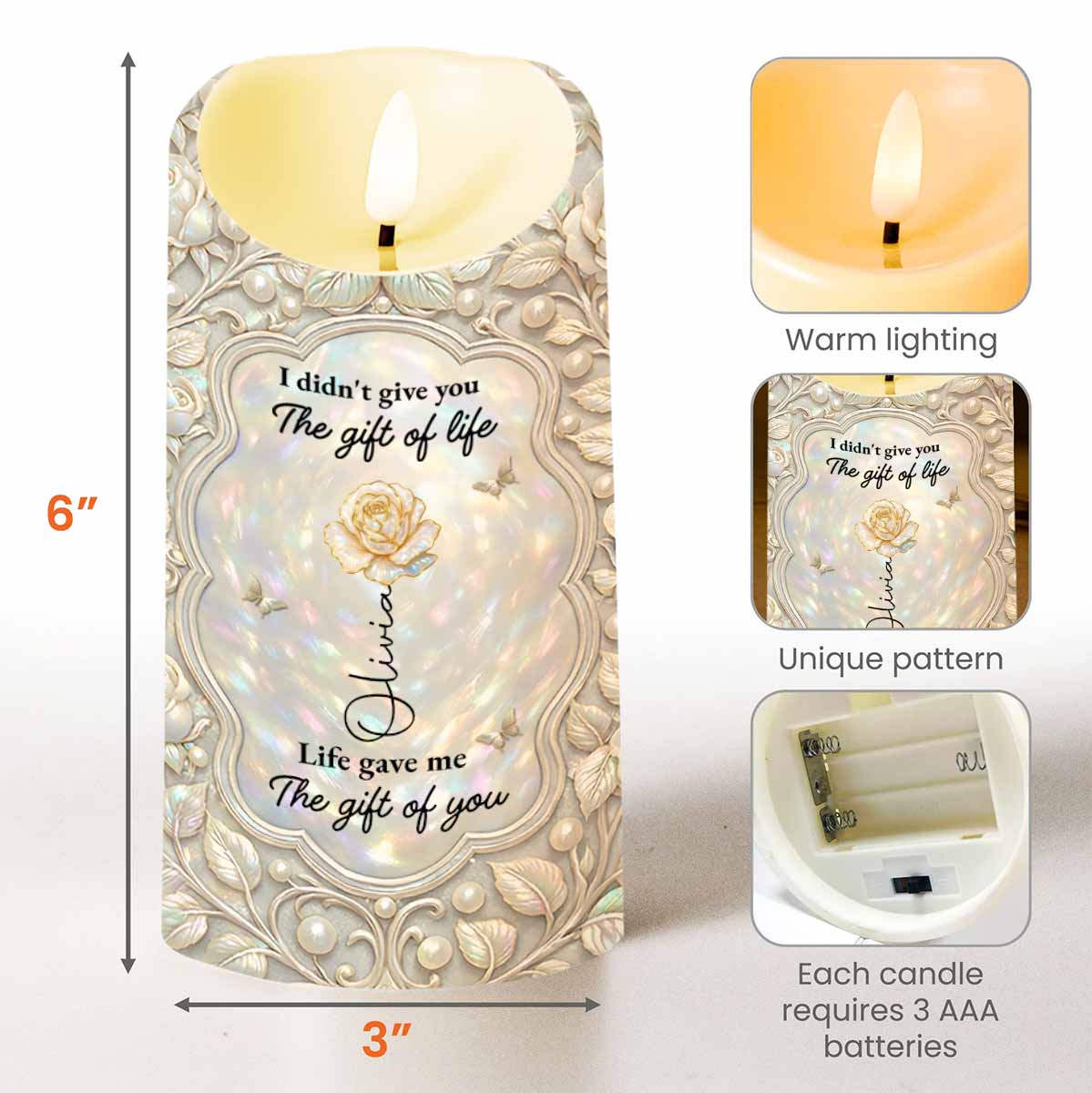 I Didn't Give You The Gift Of Life Flower And Butterfly - Personalized Custom LED Candle - GDT651_LECA