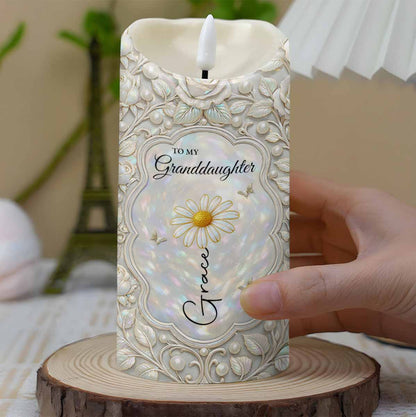 To My Granddaughter Once Upon A Time Flower And Butterfly Design - Personalized Custom LED Candle - GDT652_LECA