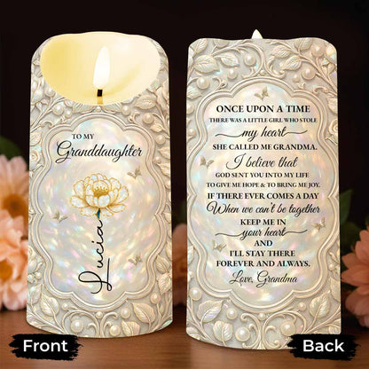 To My Granddaughter Once Upon A Time Flower And Butterfly Design - Personalized Custom LED Candle - GDT652_LECA