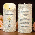 To My Granddaughter Whenever You Feel Overwhelmed Straighten Your Crown Flower Design - Personalized Custom LED Candle - GDT653_LECA