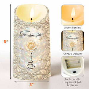 To My Granddaughter Never Forget That I Love You Flower Butterflies Design - Personalized Custom LED Candle - GDT655_LECA