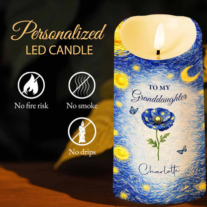 To My Granddaughter You Leave A Little Sparkle Starry Night Flower - Personalized Custom LED Candle - GDT664_LECA