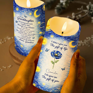 I Didn't Give You The Gift Of Life Blue Flower Starry Sky - Personalized Custom LED Candle - GDT668_LECA