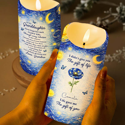 I Didn't Give You The Gift Of Life Blue Flower Starry Sky - Personalized Custom LED Candle - GDT668_LECA