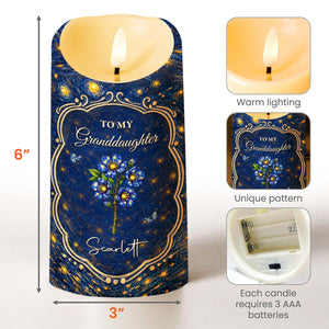 To My Granddaughter Once Upon A Time Blue Flower Starry Night - Personalized Custom LED Candle - GDT669_LECA