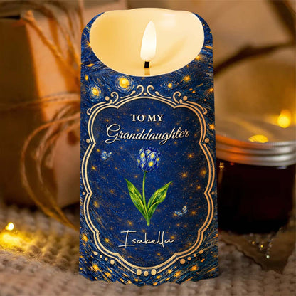 To My Granddaughter Once Upon A Time Blue Flower Starry Night - Personalized Custom LED Candle - GDT669_LECA