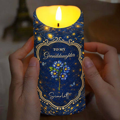 To My Granddaughter Once Upon A Time Blue Flower Starry Night - Personalized Custom LED Candle - GDT669_LECA