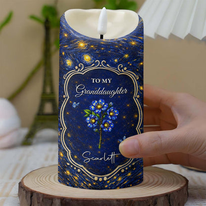 To My Granddaughter Once Upon A Time Blue Flower Starry Night - Personalized Custom LED Candle - GDT669_LECA