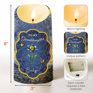 To My Granddaughter Once Upon A Time Blue Flower And Butterflies - Personalized Custom LED Candle - GDT682_LECA