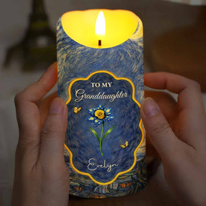 To My Granddaughter Once Upon A Time Blue Flower And Butterflies - Personalized Custom LED Candle - GDT682_LECA