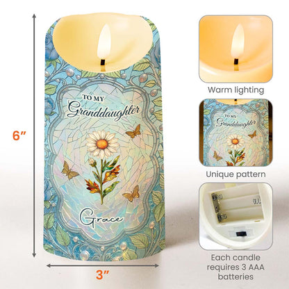 To My Granddaughter Once Upon A Time Birth Month Flower Stained Glass - Personalized Custom LED Candle - GDT686_LECA