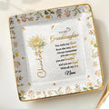 To My Granddaughter You Stole My Heart Birth Month Flower - Personalized Custom Jewelry Dish, Ceramic Dish, Square Shape - GDT687_SCRF