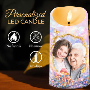 To My Granddaughter Once Upon A Time Photo Upload Butterflies Mushrooms - Personalized Custom LED Candle - GDT688_LECA