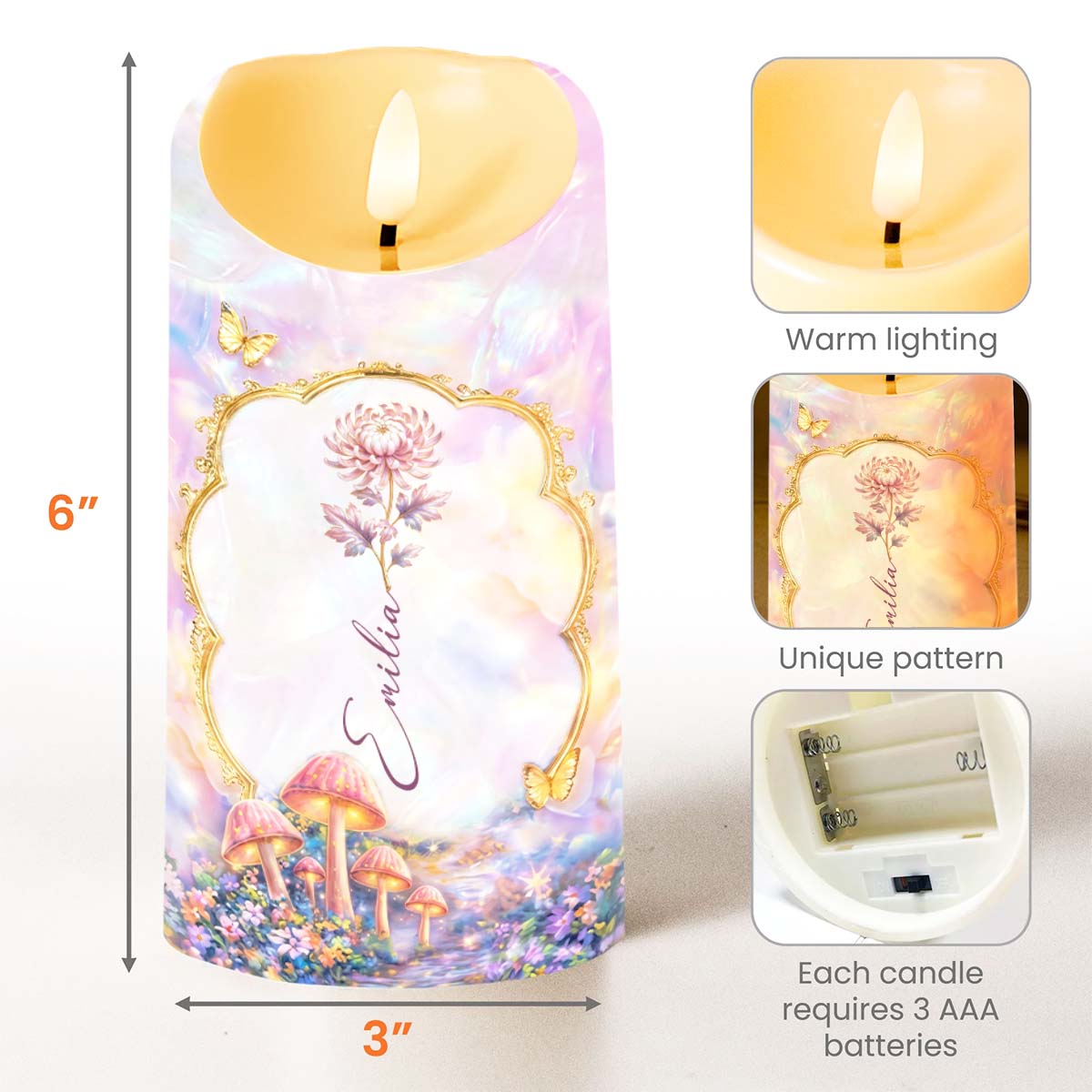 To My Granddaughter Once Upon A Time Birth Month Flowers Butterflies - Personalized Custom LED Candle - GDT690_LECA