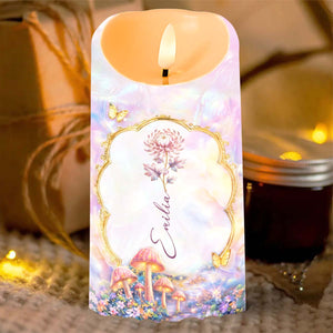 To My Granddaughter Once Upon A Time Birth Month Flowers Butterflies - Personalized Custom LED Candle - GDT690_LECA