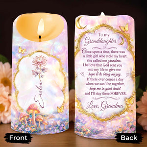 To My Granddaughter Once Upon A Time Birth Month Flowers Butterflies - Personalized Custom LED Candle - GDT690_LECA