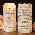 To My Granddaughter Once Upon A Time Birth Month Flower Butterflies - Personalized Custom LED Candle - GDT691_LECA