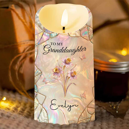 To My Granddaughter Once Upon A Time Birth Month Flower Butterflies - Personalized Custom LED Candle - GDT691_LECA