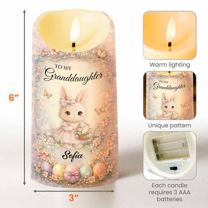 To My Granddaughter Never Forget I Love You Bunny Easter Eggs - Personalized Custom LED Candle - GDT692_LECA