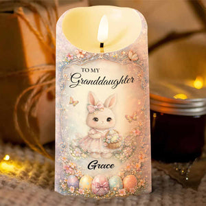 To My Granddaughter Never Forget I Love You Bunny Easter Eggs - Personalized Custom LED Candle - GDT692_LECA