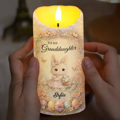 To My Granddaughter Never Forget I Love You Bunny Easter Eggs - Personalized Custom LED Candle - GDT692_LECA