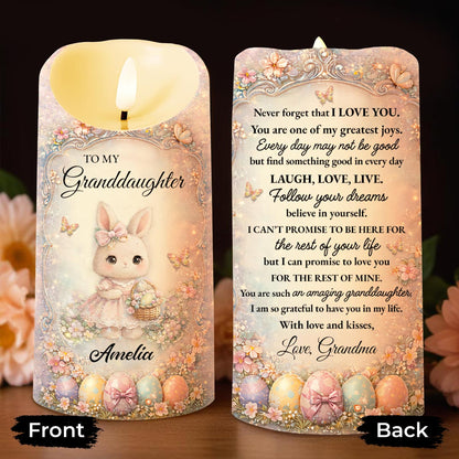 To My Granddaughter Never Forget I Love You Bunny Easter Eggs - Personalized Custom LED Candle - GDT692_LECA