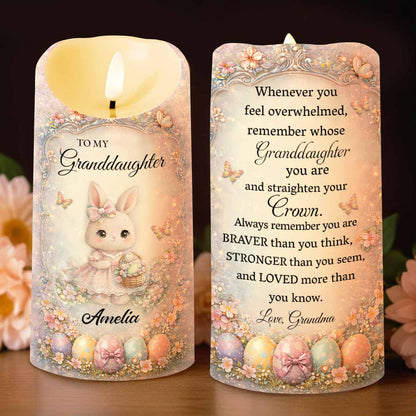 To My Granddaughter Whenever You Feel Overwhelmed Rabbit And Flower - Personalized Custom LED Candle - GDT693_LECA