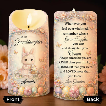 To My Granddaughter Whenever You Feel Overwhelmed Rabbit And Flower - Personalized Custom LED Candle - GDT693_LECA