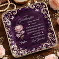 To My Granddaughter Always Remember You Are Braver Flower Butterflies - Personalized Custom Jewelry Dish, Ceramic Dish, Square Shape - GDT696_SCRF