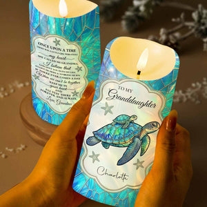 To My Granddaughter Once Upon A Time Sea Turtle Mosaic - Personalized Custom LED Candle - GDT701_LECA