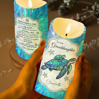 To My Granddaughter Once Upon A Time Sea Turtle Mosaic - Personalized Custom LED Candle - GDT701_LECA