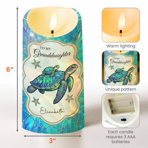 To My Granddaughter Once Upon A Time Sea Turtle Mosaic - Personalized Custom LED Candle - GDT701_LECA