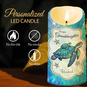To My Granddaughter Once Upon A Time Sea Turtle Mosaic - Personalized Custom LED Candle - GDT701_LECA
