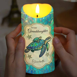 To My Granddaughter Once Upon A Time Sea Turtle Mosaic - Personalized Custom LED Candle - GDT701_LECA