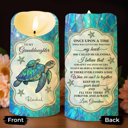 To My Granddaughter Once Upon A Time Sea Turtle Mosaic - Personalized Custom LED Candle - GDT701_LECA