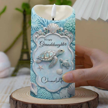 To My Granddaughter Once Upon A Time Sea Turtle And Shells - Personalized Custom LED Candle - GDT702_LECA