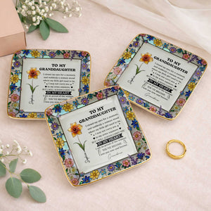 To My Daughter I Closed My Eyes For A Moment Birth Month Flowers - Personalized Custom Jewelry Dish, Ceramic Dish, Square Shape - GDT711_SCRF