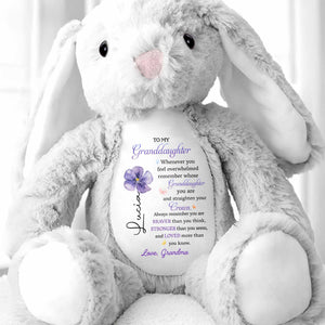 To My Granddaughter Straighten Your Crown Birth Month Flower - Personalized Stuffed Bunny - GDT715_BUN