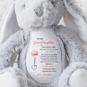 To My Granddaughter Once Upon A Time Stole My Heart Rose Flower - Personalized Stuffed Bunny - GDT716_BUN