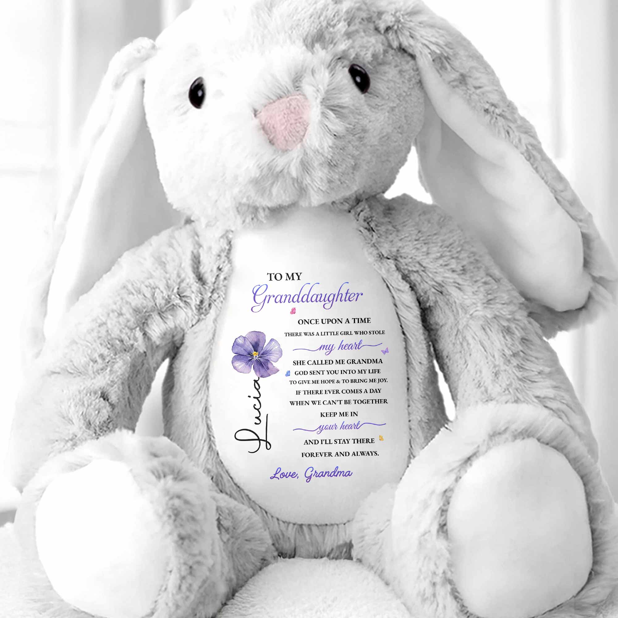 To My Granddaughter Once Upon A Time Flower Stuffed Bunny - Personalized Stuffed Bunny - GDT717_BUN