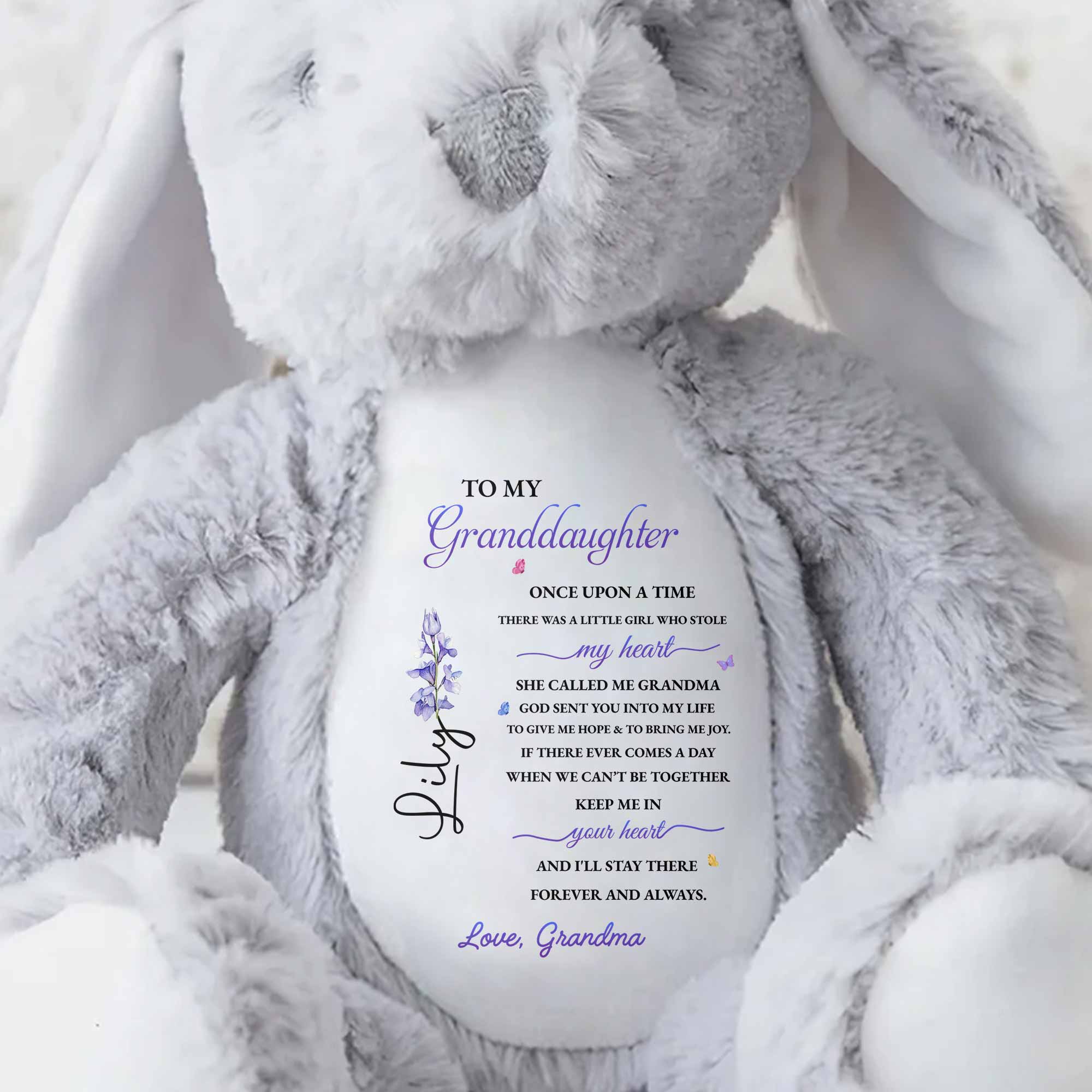 To My Granddaughter Once Upon A Time Flower Stuffed Bunny - Personalized Stuffed Bunny - GDT717_BUN
