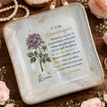 To My Granddaughter Straighten Your Crown Birth Month Flower Marble Jewelry Dish - Personalized Custom Jewelry Dish, Ceramic Dish, Square Shape - GDT733_SCRF