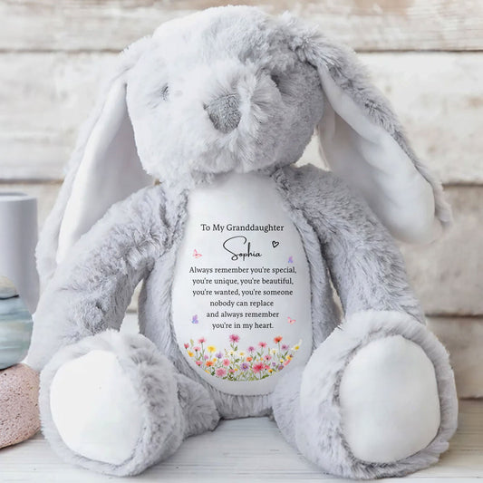 To My Granddaughter Always Remember You Are Special Flowers And Butterflies - Personalized Stuffed Bunny - GDT735_BUN