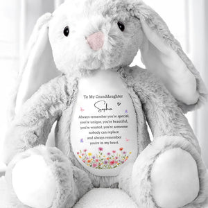 To My Granddaughter Always Remember You Are Special Flowers And Butterflies - Personalized Stuffed Bunny - GDT735_BUN