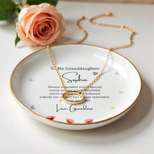 To My Granddaughter Always Remember You Are Special With Birth Month Flowers - Personalized Custom Jewelry Dish, Ceramic Dish, Round Shape - GDT735_RCRF