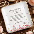 To My Granddaughter Always Remember You Are Special Birth Month Flowers - Personalized Custom Jewelry Dish, Ceramic Dish, Square Shape - GDT735_SCRF