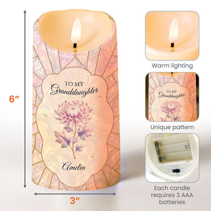 To My Granddaughter Once Upon A Time Mother Of Pearl Flower - Personalized Custom LED Candle - GDT736_LECA