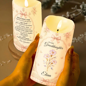 To My Granddaughter Once Upon A Time Flower Butterfly - Personalized Custom LED Candle - GDT739_LECA